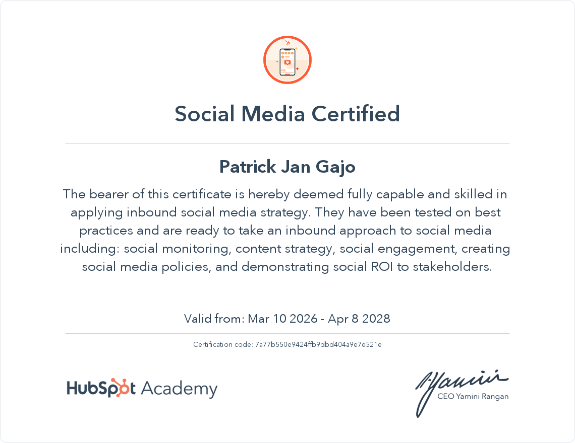 Social Media Marketing Certification
